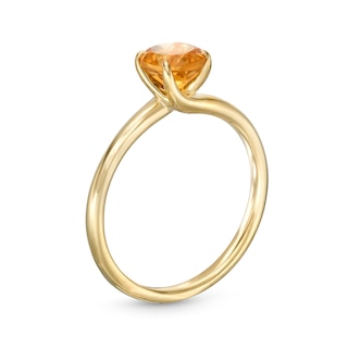 6.0mm Citrine Solitaire Bypass Ring in 10K Gold|Peoples Jewellers