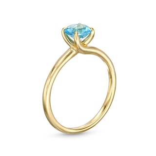 6.0mm Swiss Blue Topaz Solitaire Bypass Ring in 10K Gold|Peoples Jewellers