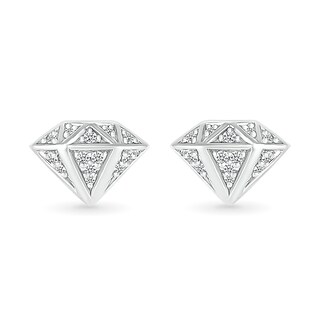Men's 0.085 CT. T.W. Diamond Three-Dimensional Diamond-Shaped Stud Earrings in Sterling Silver|Peoples Jewellers
