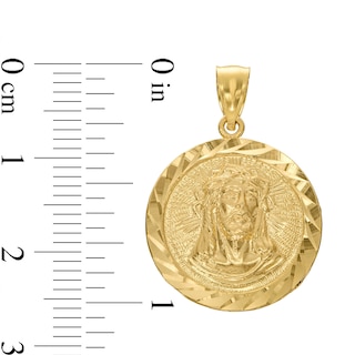 Diamond-Cut Jesus Medallion Charm in 14K Gold|Peoples Jewellers