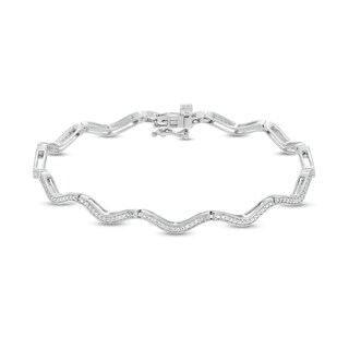 0.50 CT. T.W. Diamond Wavy Bracelet in Sterling Silver - 7.25"|Peoples Jewellers