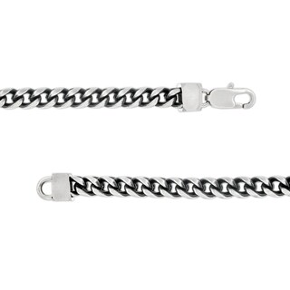 Men's 5.5mm Solid Franco Chain Necklace in Stainless Steel with Black Ion-Plate - 24"|Peoples Jewellers