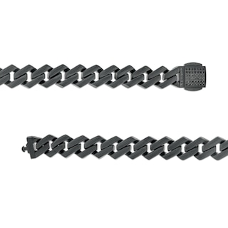 Men's 0.50 CT. T.W. Black Diamond Squared Link Chain Necklace in Stainless Steel with Black Ion-Plate - 20"|Peoples Jewellers