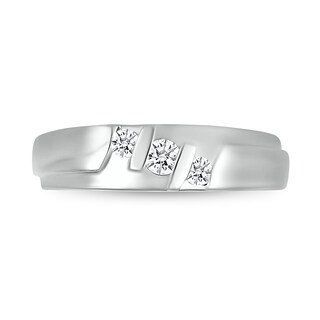 Men's 0.23 CT. T.W. Diamond Stepped Three Stone Ring in 10K White Gold|Peoples Jewellers