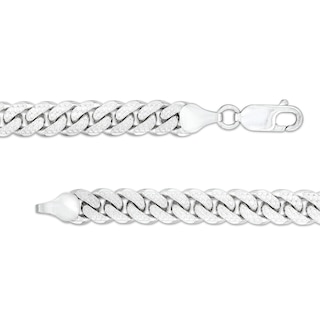 6.9mm Textured Cuban Curb Chain Necklace in Solid Sterling Silver - 22"|Peoples Jewellers