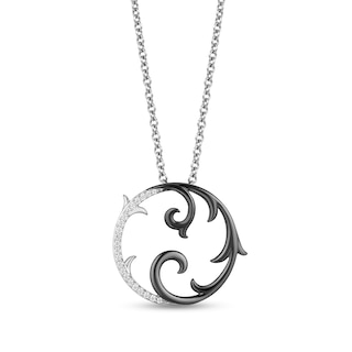 Enchanted Disney Villains Maleficent 0.085 CT. T.W. Diamond Thorns Circle Pendant in Two-Tone Sterling Silver - 19"|Peoples Jewellers