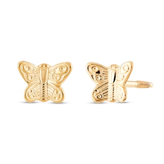 Child's Textured Butterfly Stud Earrings in 14K Gold|Peoples Jewellers