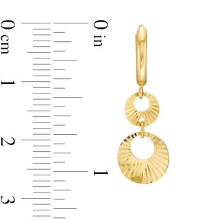 Diamond-Cut Open Disc Double Drop Earrings in 14K Gold|Peoples Jewellers