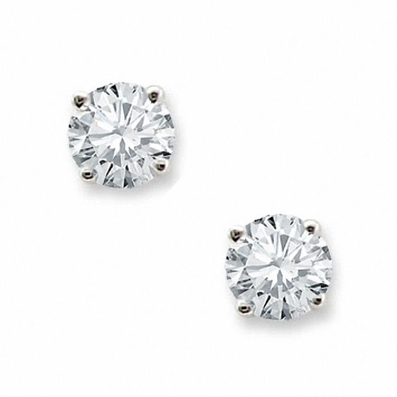 Previously Owned 0 37 Ct T W Diamond Solitaire Stud Earrings In T W Diamond Solitaire Stud Earrings In 14k White Gold