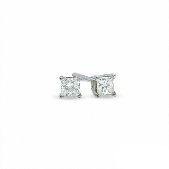Previously Owned 0 20 Ct T W Certified Canadian Princess Cut T W Certified Canadian Princess Cut Diamond Stud Earrings In