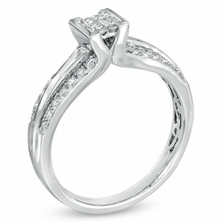 Previously Owned - 0.50 CT. T.W. Princess-Cut Quad Diamond Engagement Ring in 14K White Gold|Peoples Jewellers