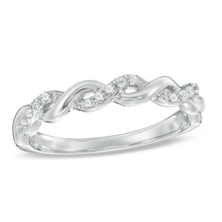 Previously Owned - 0.12 CT. T.W. Diamond Twisting Anniversary Band in 10K White Gold|Peoples Jewellers