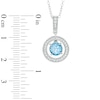Thumbnail Image 1 of Swiss Blue Topaz and Lab-Created White Sapphire Vintage-Style Circle Pendant and Earrings Set in Sterling Silver