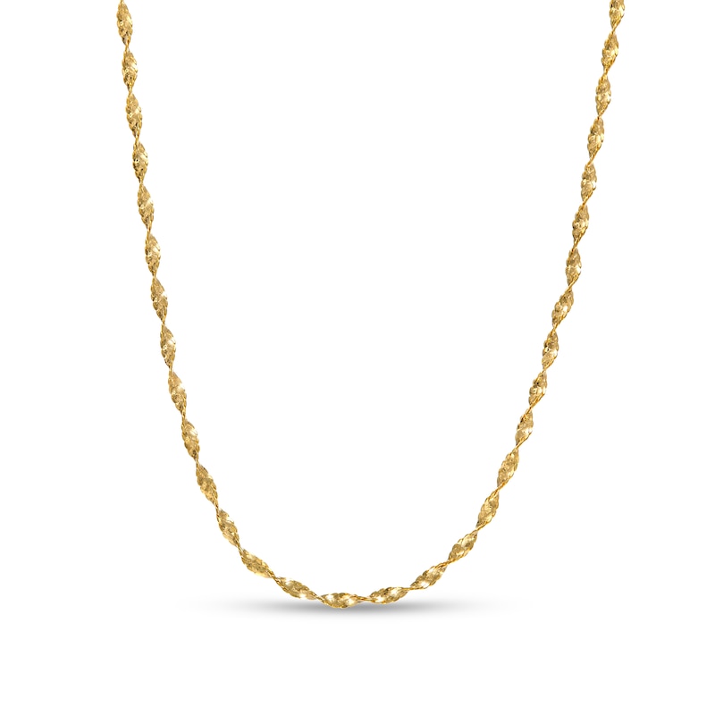 0.8mm Diamond-Cut Twisted Link Chain Necklace in Hollow 14K Gold - 18"