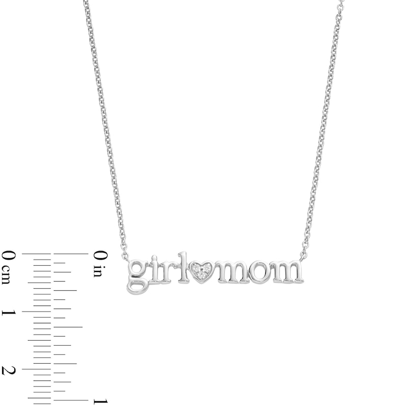Diamond Accent "girl mom" with Heart Necklace in Sterling Silver