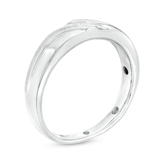 Men's Diamond Accent Slant Luxury Fit Wedding Band in 10K Gold