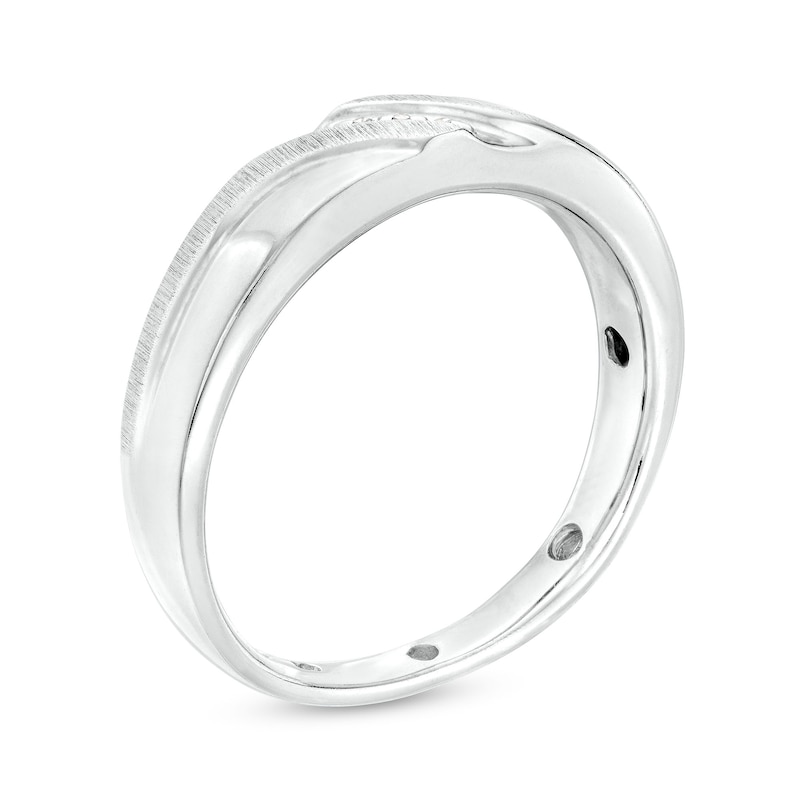 Main Image 2 of Men's Diamond Accent Slant Luxury Fit Wedding Band in 10K White Gold