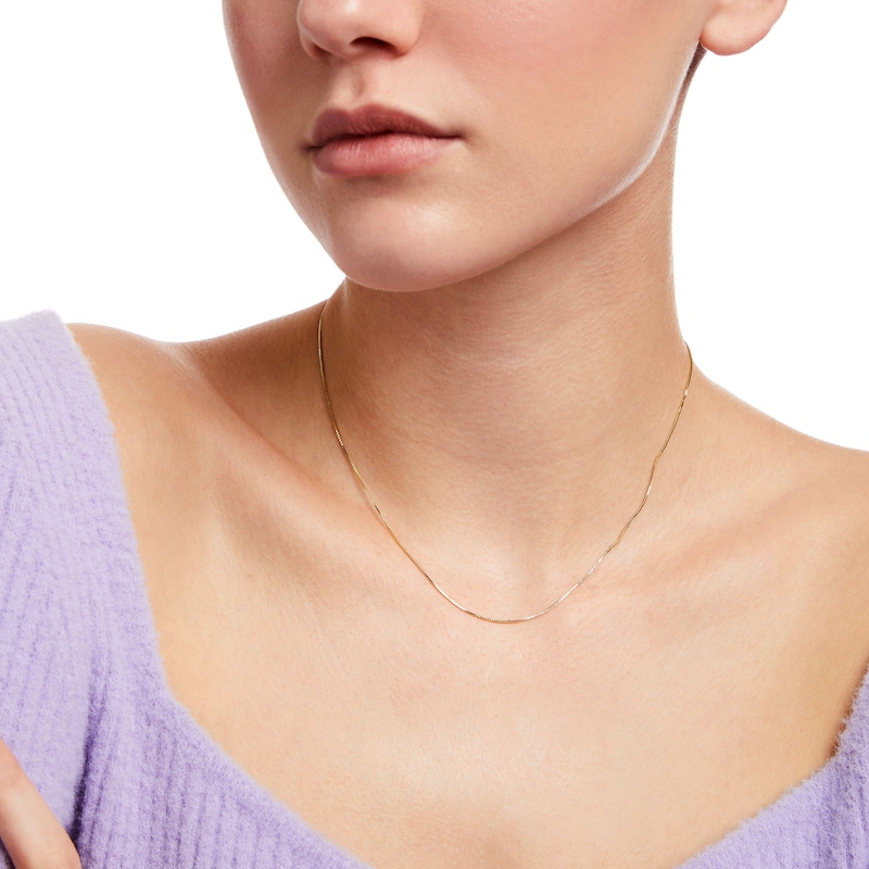 Main Image 2 of Ladies' 0.52mm Box Chain Necklace in 14K Gold - 16"
