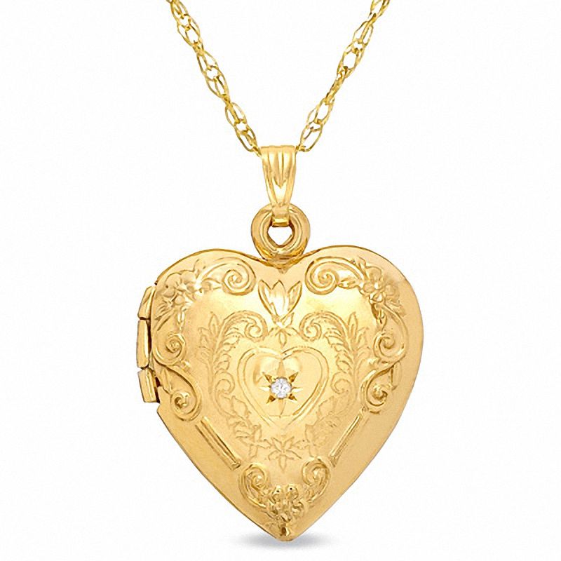 Diamond Accent Heart Locket in 10K Gold|Peoples Jewellers