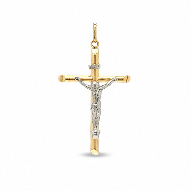 10K Two-Tone Gold Crucifix Charm