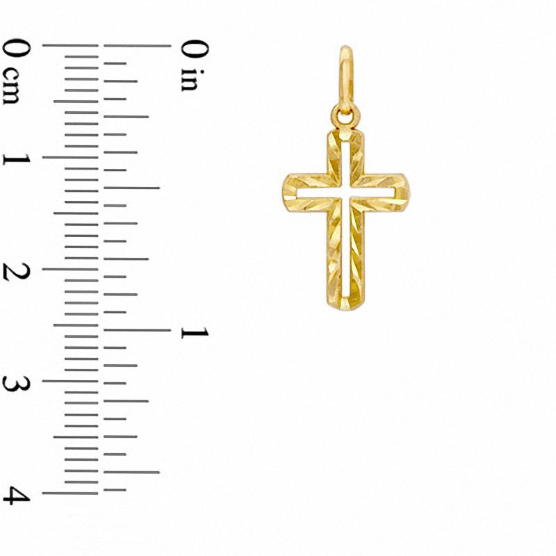 10K Gold Diamond-Cut Open Cross Charm