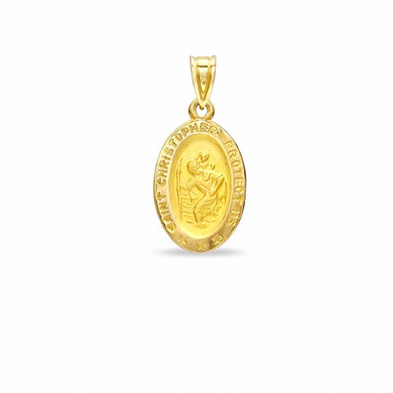 Main Image 1 of 10K Gold Oval St. Christopher Medal Charm