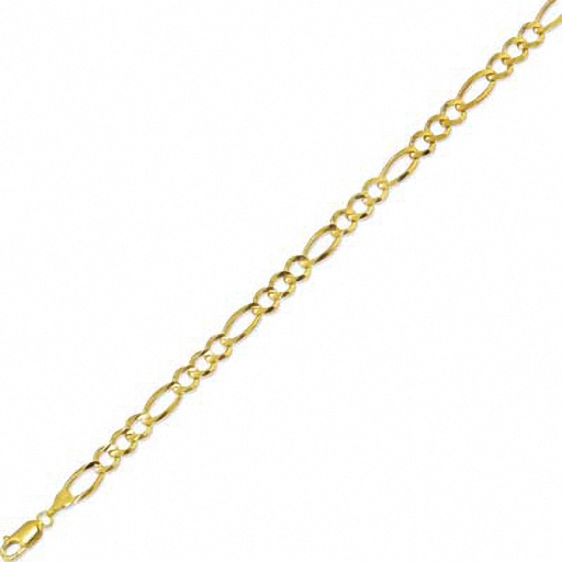 160 Gauge Concave Figaro Chain Necklace in Solid 10K Gold - 22"