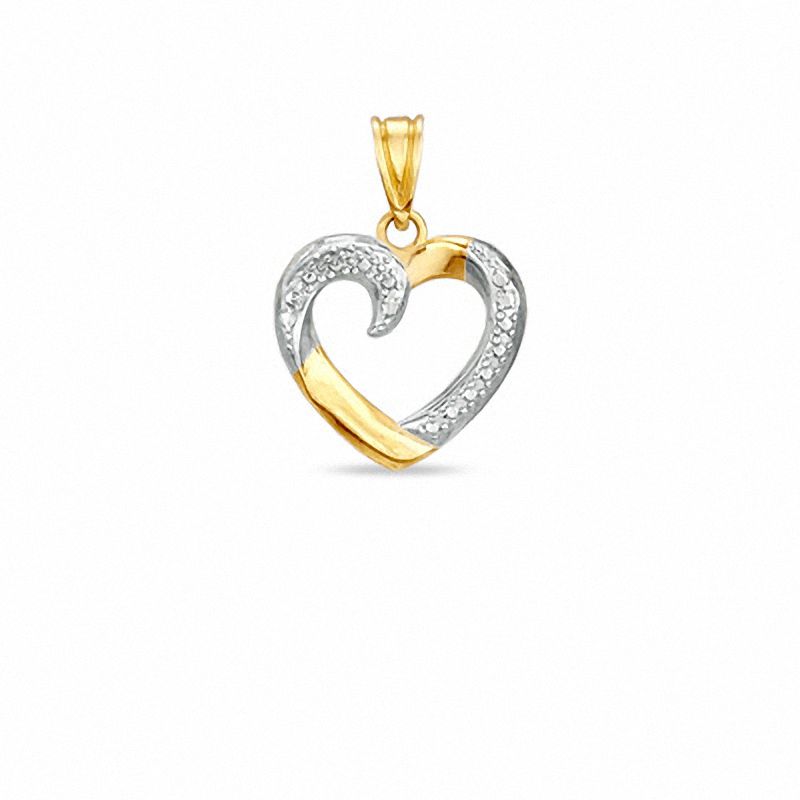 10K Gold Heart with Rhodium Beading Charm