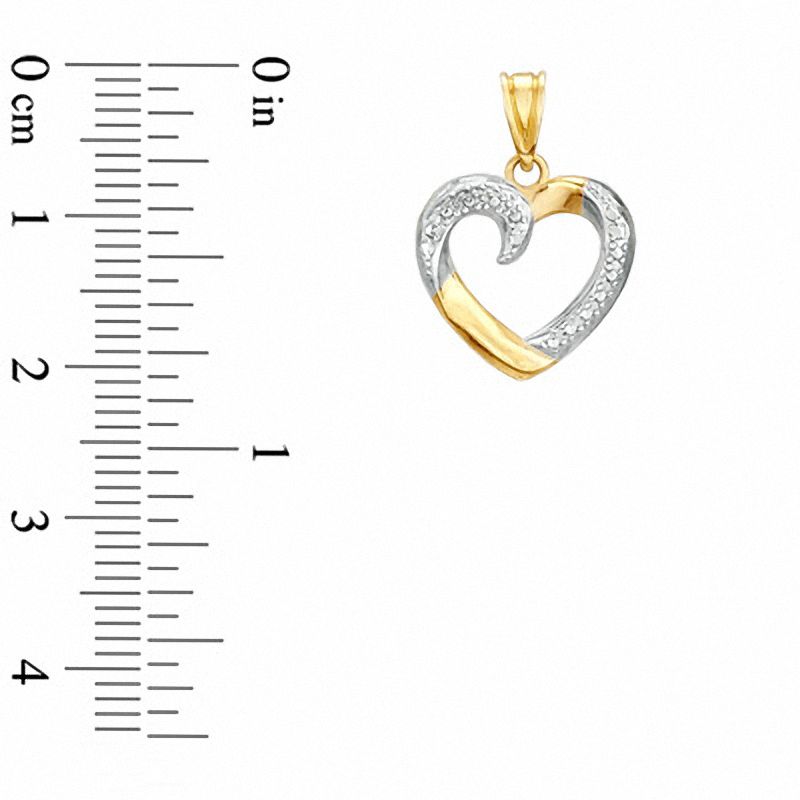 Main Image 2 of 10K Gold Heart with Rhodium Beading Charm