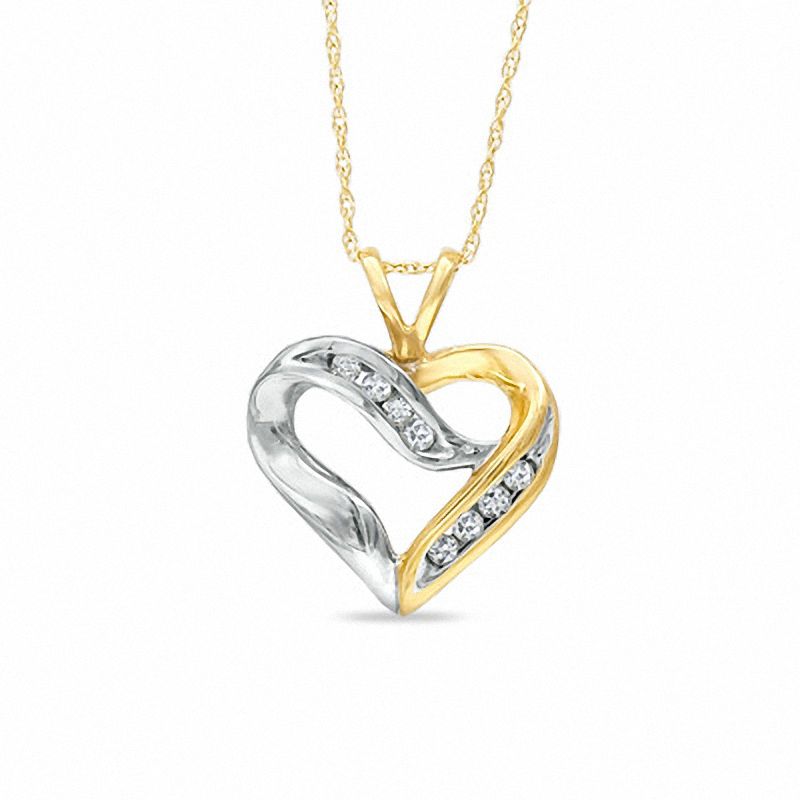 0.25 CT. T.W. Diamond Heart Pendant in 10K Two-Tone Gold