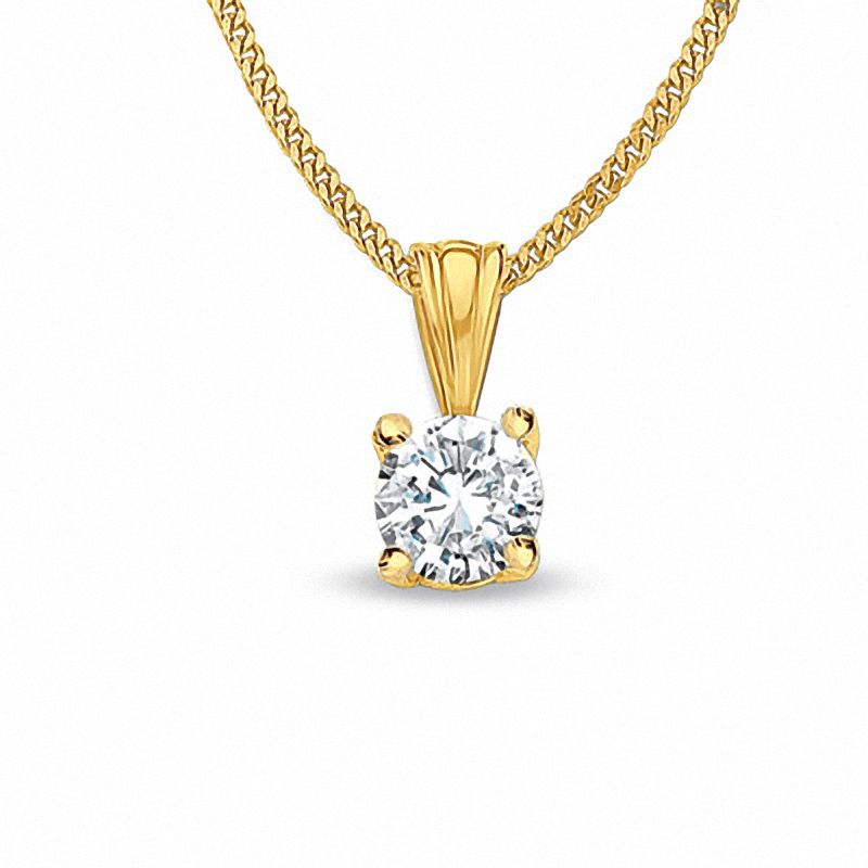 0.15 CT. Diamond Solitaire Crown Royal Pendant in 14K Gold (I-J/I2-I3)