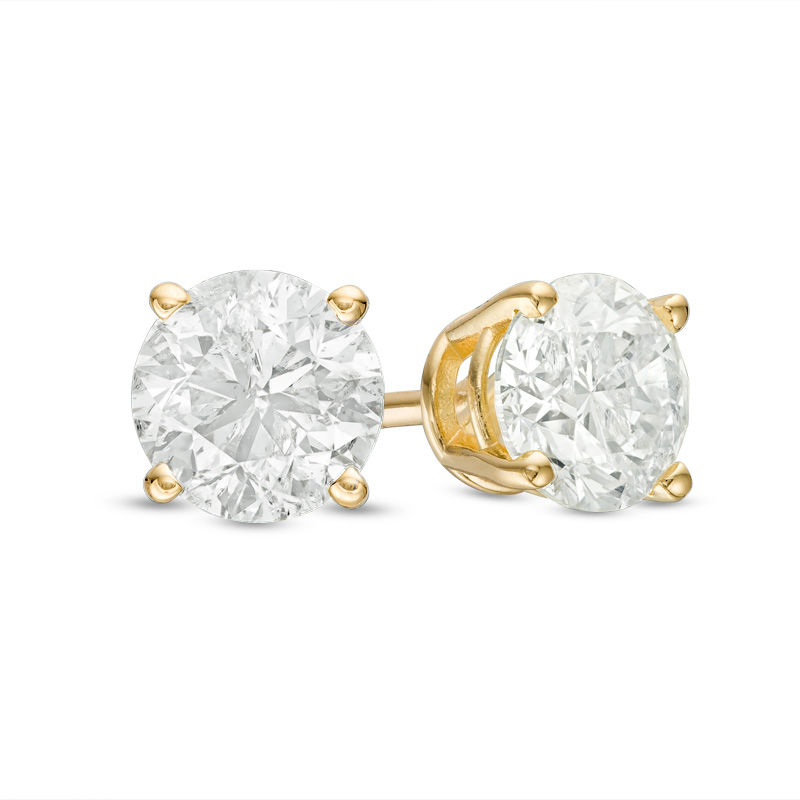 Main Image 1 of 0.20 CT. T.W. Diamond Solitaire Stud Earrings in 14K Gold (J/I2)