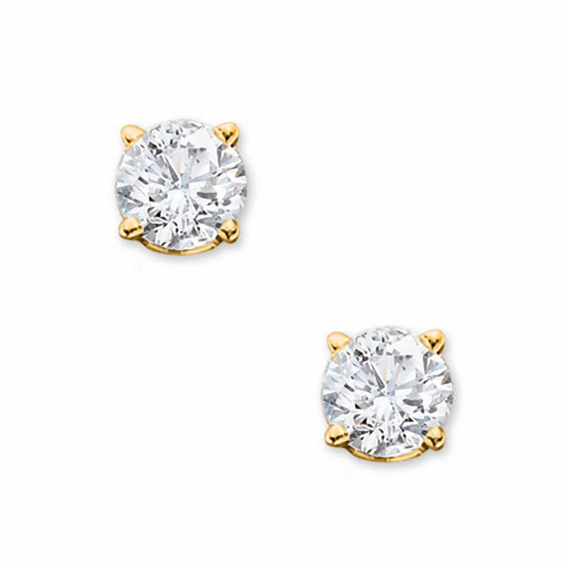 Main Image 1 of 1.00 CT. T.W. Ceritfied Diamond Crown Royal Stud Earrings in 14K Gold (I-J/I2-I3)