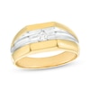 Men's 0.14 CT. Diamond Solitaire Inset Ring in 10K Gold