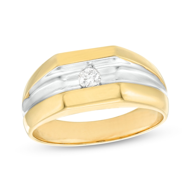 Men's 0.14 CT. Diamond Solitaire Inset Ring in 10K Gold|Peoples Jewellers