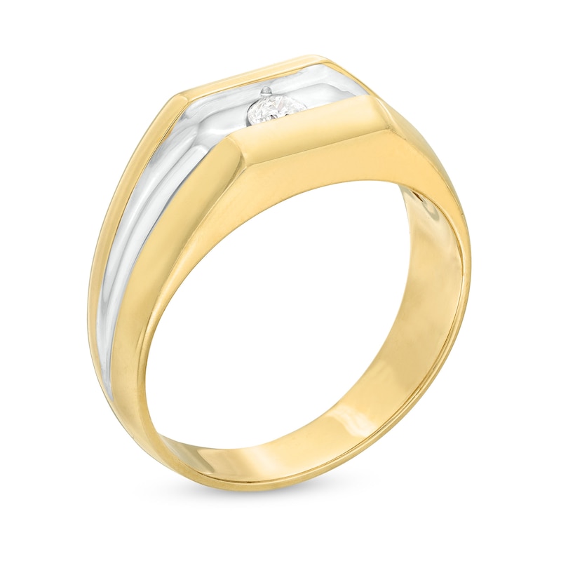 Men's 0.14 CT. Diamond Solitaire Inset Ring in 10K Gold|Peoples Jewellers