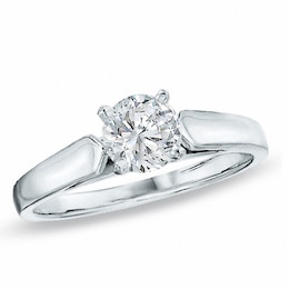 0.20 CT. Diamond Solitaire Crown Royal Engagement Ring in 14K White Gold (J/I2)