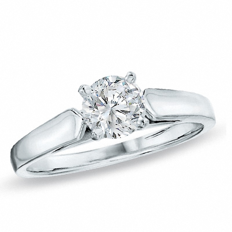Main Image 1 of 0.20 CT. Diamond Solitaire Crown Royal Engagement Ring in 14K White Gold (J/I2)