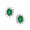 Thumbnail Image 1 of Oval Emerald Fashion Earrings in 10K Gold with Diamond Accents