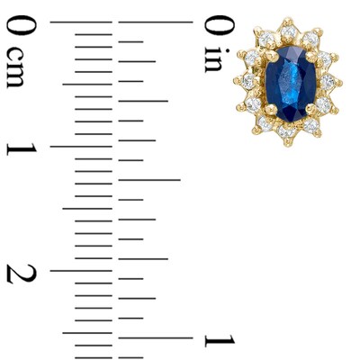 Oval Blue Sapphire Fashion Earrings in 10K Gold with Diamond Accents