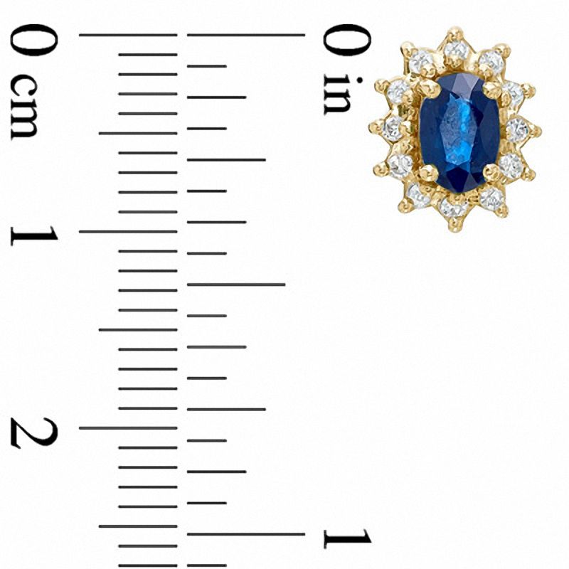 Oval Blue Sapphire Fashion Earrings in 10K Gold with Diamond Accents