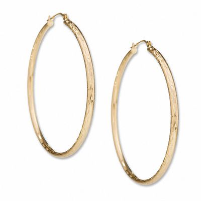 45mm Diamond-Cut Hoop Earrings in 14K Gold