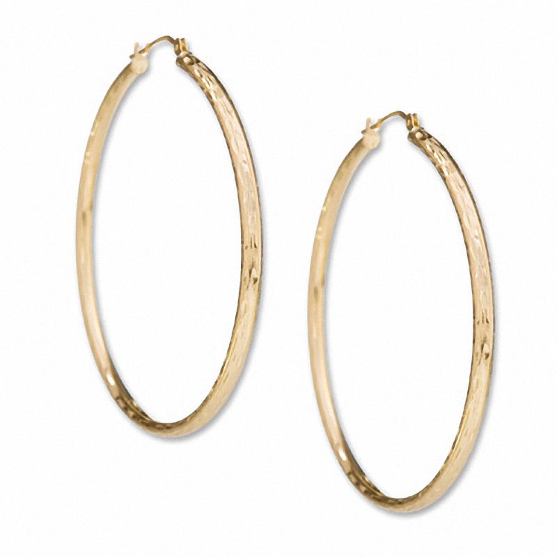 45mm Diamond-Cut Hoop Earrings in 14K Gold