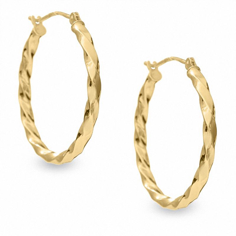 Main Image 1 of 24.0mm Corrugated Twist Hoop Earrings in 14K Gold