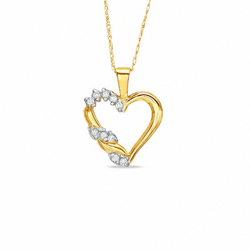 0.12 CT. T.W. Diamond Heart Pendant in 10K Gold
