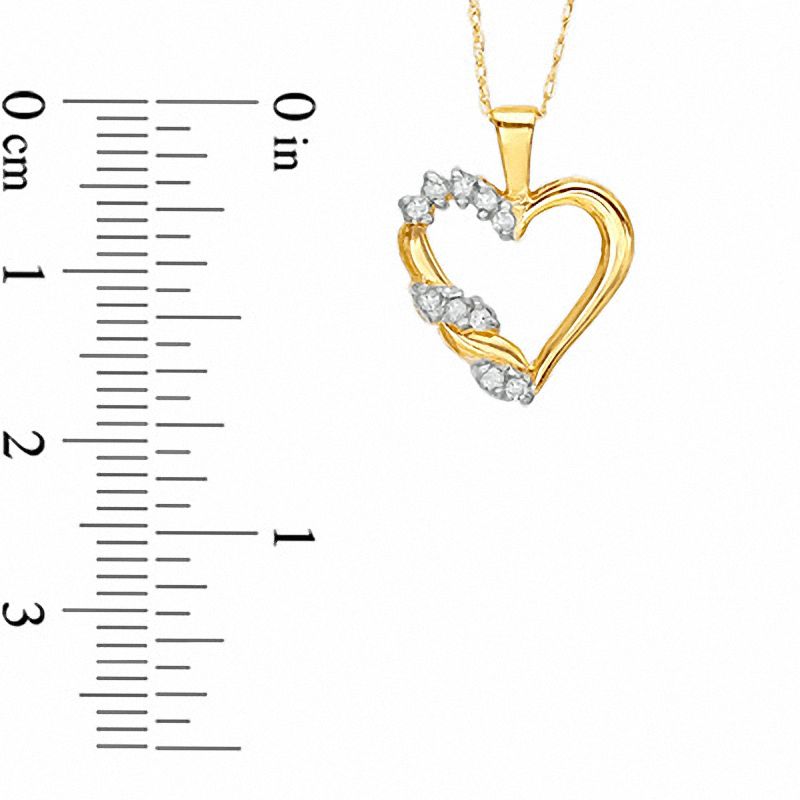 Main Image 2 of 0.12 CT. T.W. Diamond Heart Pendant in 10K Gold