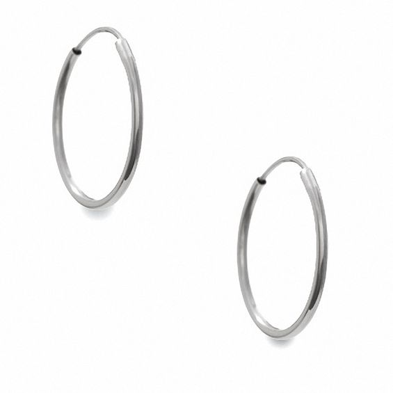 14K White Gold 16mm Medium Hoop Earrings | Peoples Jewellers