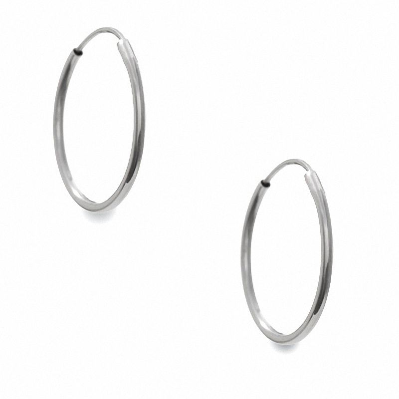 16.0mm Medium Hoop Earrings in 14K White Gold|Peoples Jewellers
