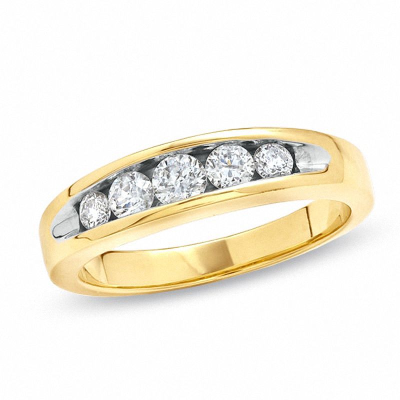 Ladies' 0.50 CT. T.W. Diamond Five Stone Wedding Band in 14K Gold