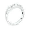 Thumbnail Image 2 of Men's 0.20 CT. T.W. Diamond Five Stone Slant Luxury Fit Wedding Band in 10K White Gold